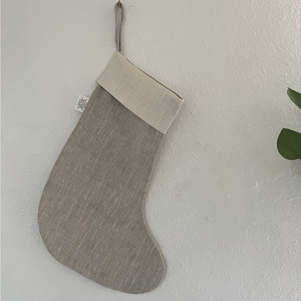 Lot of 6 (sold separately) NWT 100% Organic Linen Christmas Stockings, Natural